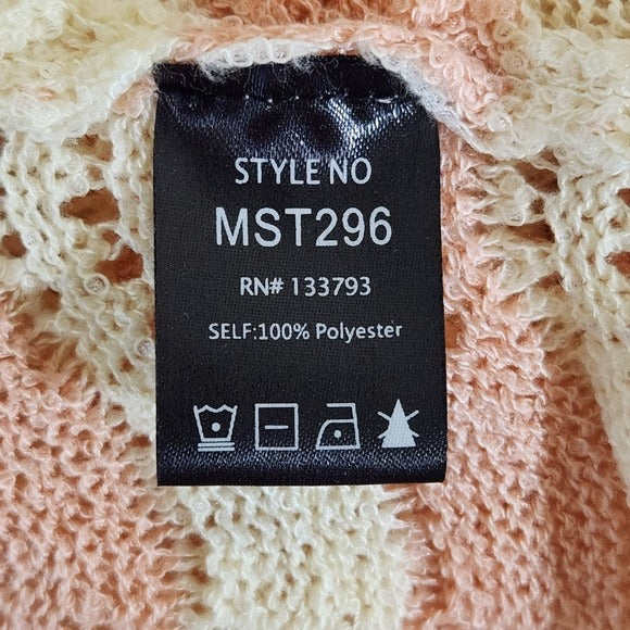 POL Pink and White Oversized Sweater Size Small Pink Distressed Sweater