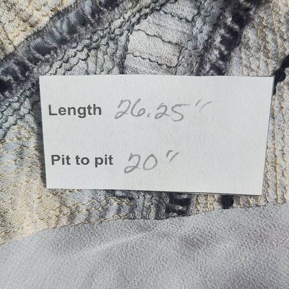 Sains Gray Sheer Boho Blouse with Embellished Sleeves Size Medium