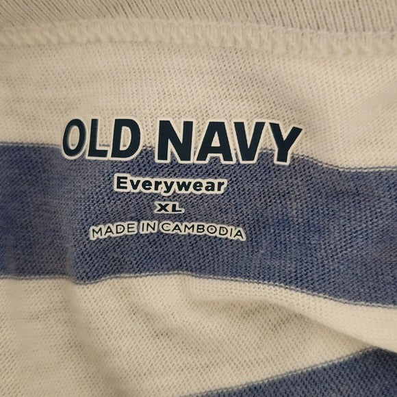 Old Navy Everywhere Tee Blue and White Stripe Short Sleeve Top Size XL