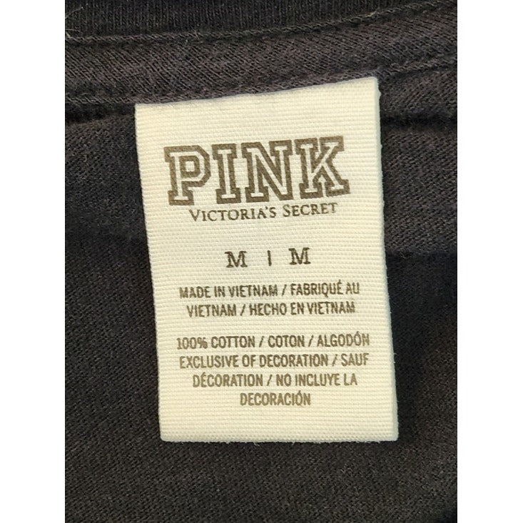 PINK by Victoria's Secret Black Sequin Holiday Tee Size Medium