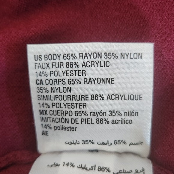 Alfani Burgundy Sweater with Faux Fur Cuffs Size 1X Oxblood Mock Neck Sweater