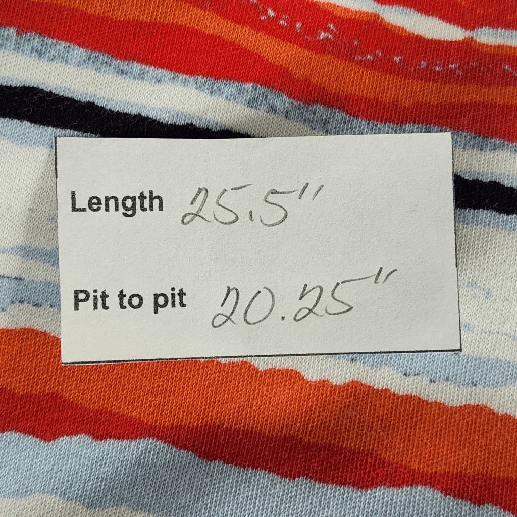 Kim Rogers Stripe Boatneck Tee Size Large Preppy Red and Blue Stripe Top