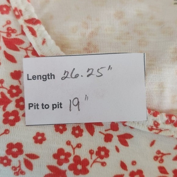 Time and Tru Orange and White Floral Print Women's Tee NWOT Size Large