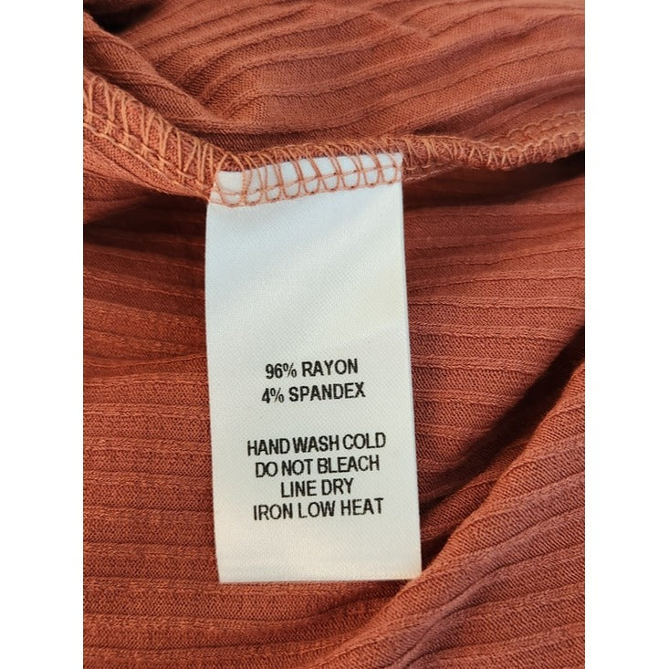 Lulus Rust Red Surplice Ribbed Knit Top Size Medium NWT