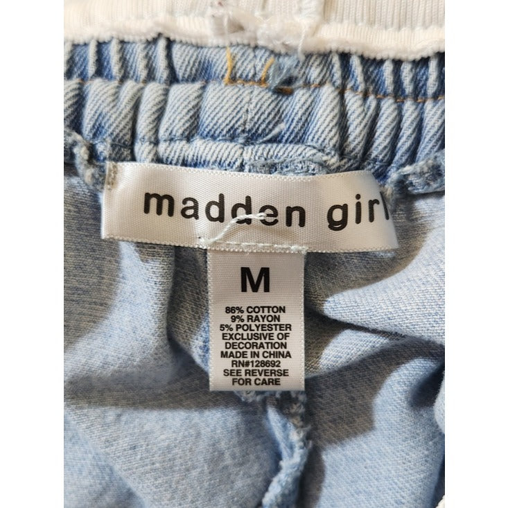 Madden Girl Light Wash Cargo Wide Leg Pull-On Jeans Size Medium