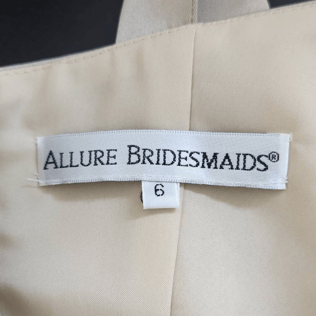 Allure Champagne Sleeveless Formal Mermaid Dress Size 6 Champagne Prom Dress