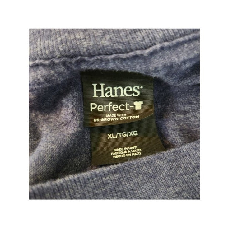 Hanes Mens Samuel Adams Heather Navy Graphic Tee Size XL