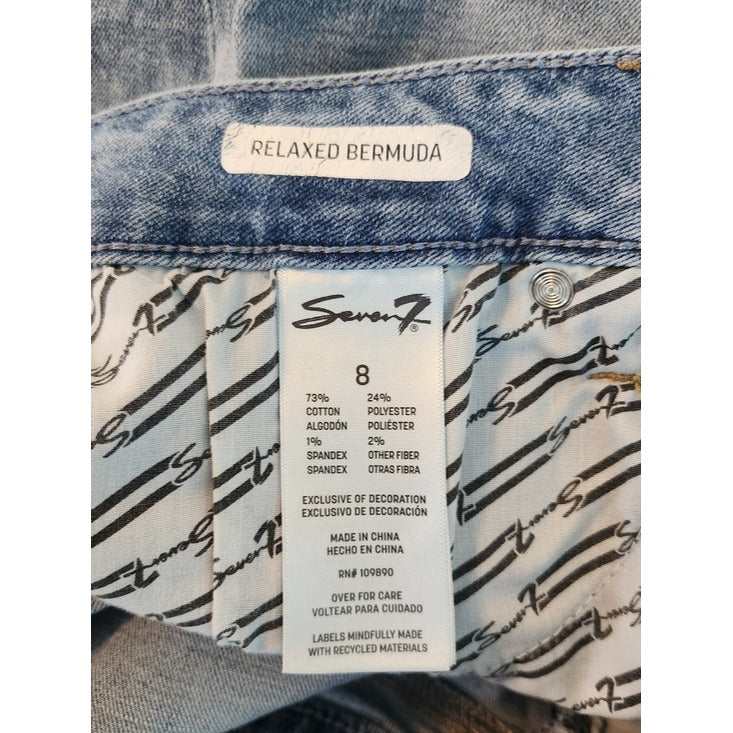 Seven7 Light Wash Distressed Bermuda Jean Shorts Size 8