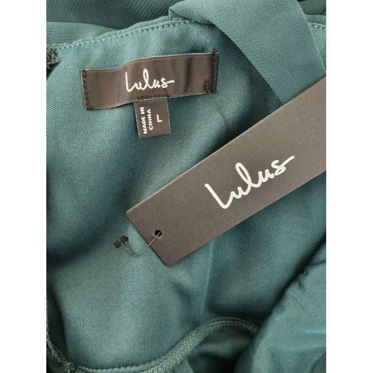 Lulus Green Chiffon Formal Dress with Tie Straps Size Large NWT Wedding Guest