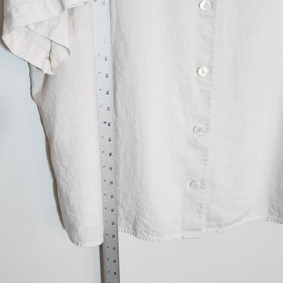 Ella by Rafaella Off White Linen Blend Button Down Shirt Size 2X