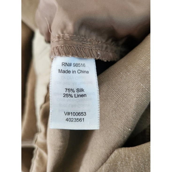 Coldwater Creek Brown Silk and Linen Blend Full Leg Pants Size Medium