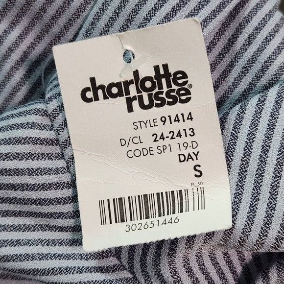 Charlotte Russe Striped Blue Puff Sleeve Mini Dress NWT Size Small