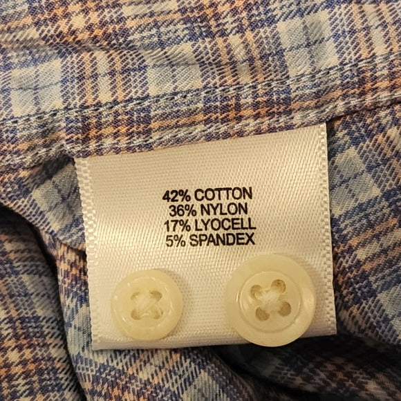 Peter Millar Blue Plaid Button Down Shirt Size Large