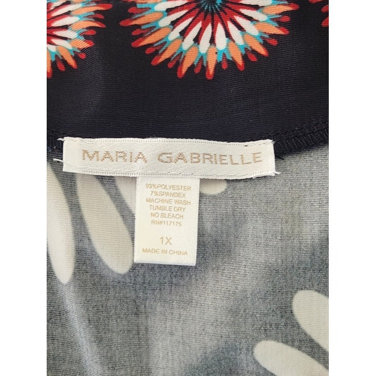 Maria Gabrielle Sleeveless Black and White Boho Print Maxi Dress Size 1X