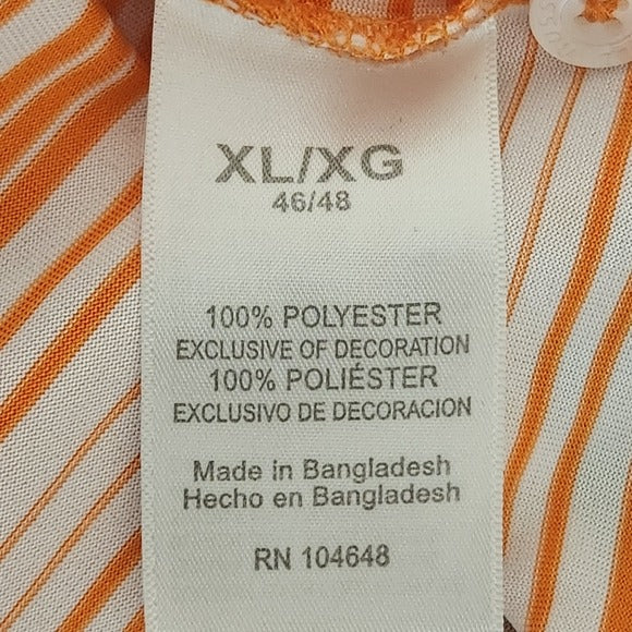 Russell Orange and White Stripe Tennessee Vols Polo Shirt Short Sleeves Size XL