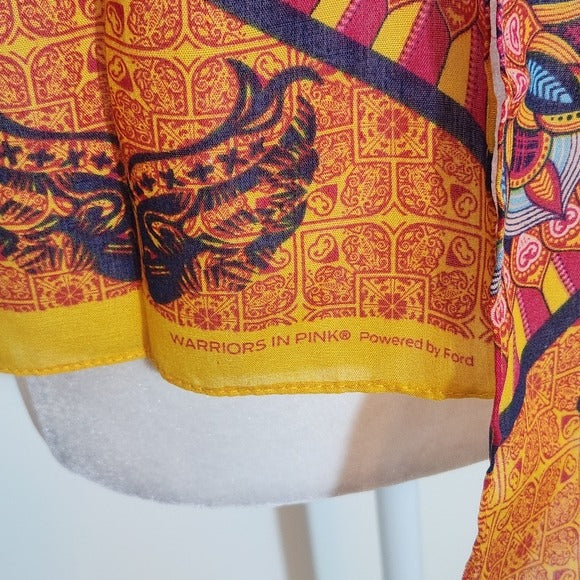 Warriors in Pink Breast Cancer Colorful Print Scarf