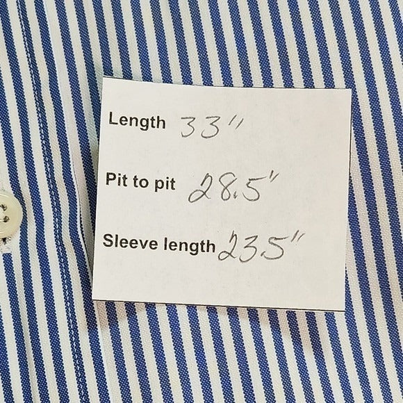 Ralph Lauren Blue Striped Button-Down Shirt Size 18/34-35 Preppy Stripe Shirt