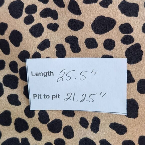 Loft Leopard Print Puffy Sleeve Blouse Size Large Tan and Black Leopard Top
