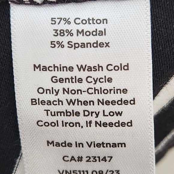 Talbots Black and White Stripe Tee Size Medium Petite