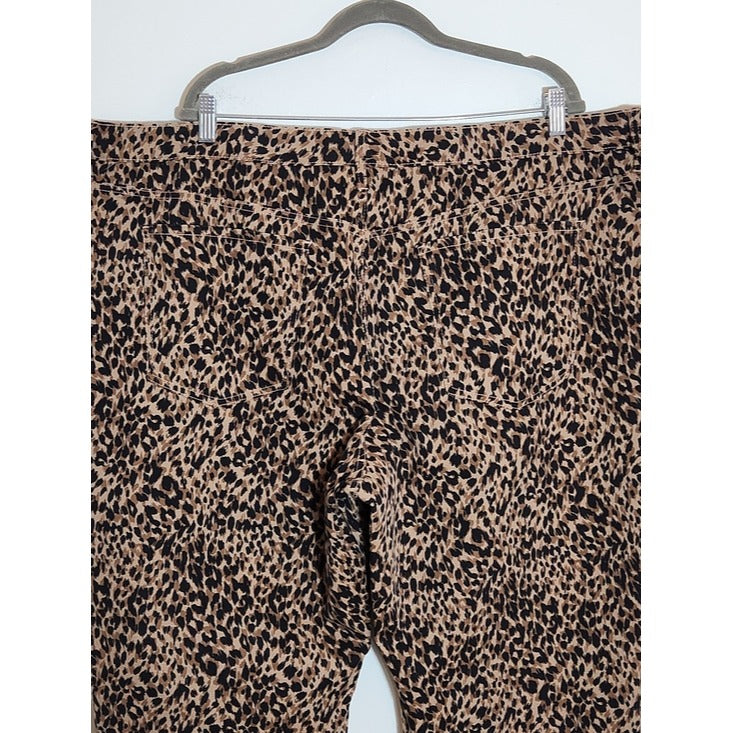 Terra & Sky Brown Black Leopard Print Straight Leg Pants Size 26W Petite NWT