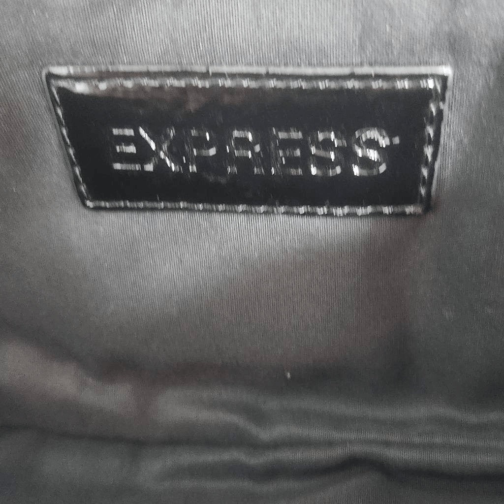 Express Black Clutch with Silver Metallic Thread Express Black Zip-Up Clutch Bag