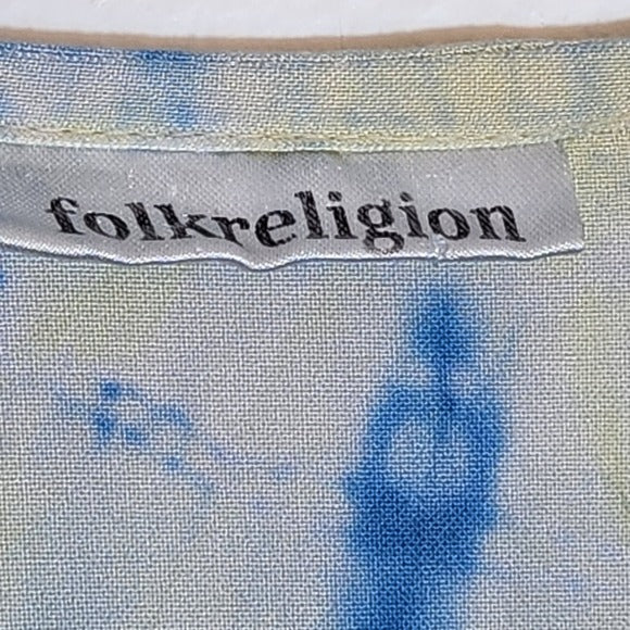 Folk Religion Blue Tie-Dye Kimono One Size