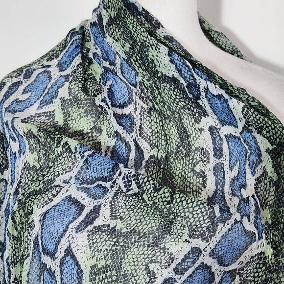 Colorful Snakeskin Scarf Blue and Green Wrap Scarf with Beautiful Snakeskin Prin