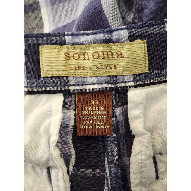 Sonoma Preppy Blue Plaid Shorts Size 33