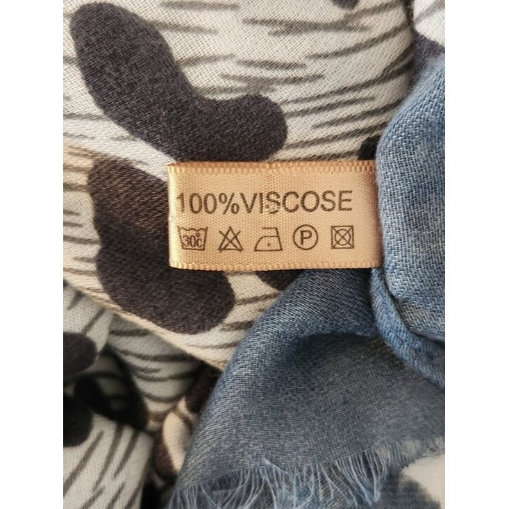 Blue and Gray Mixed Animal Print Scarf 34.5 x 70