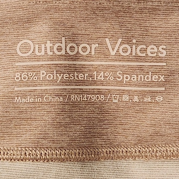 Outdoor Voices Tan and Gray Colorblock Capri Leggings Size Medium