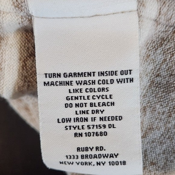 Ruby. Rd. Khaki and White Striped Cowl Neck Sweater Size XL Stripe Knit Sweater