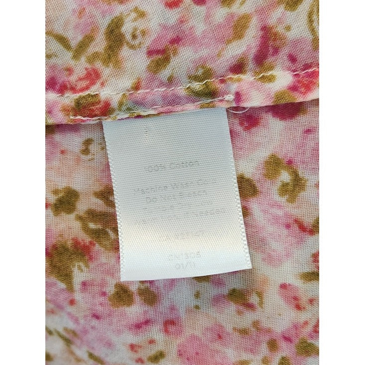 Talbots Pink and Green Floral Button-Down Shirt Size 6