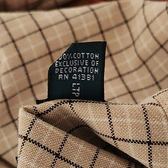 Ralph Lauren Khaki Plaid Button-Down Shirt Size Large