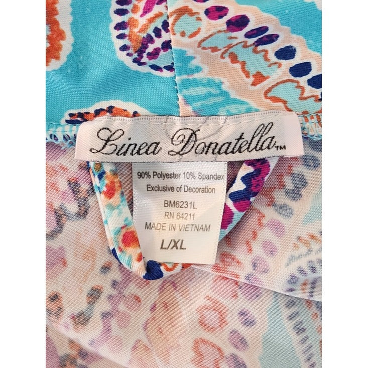 Linea Donatella Pink and Blue Paisley Robe Size Large/XL