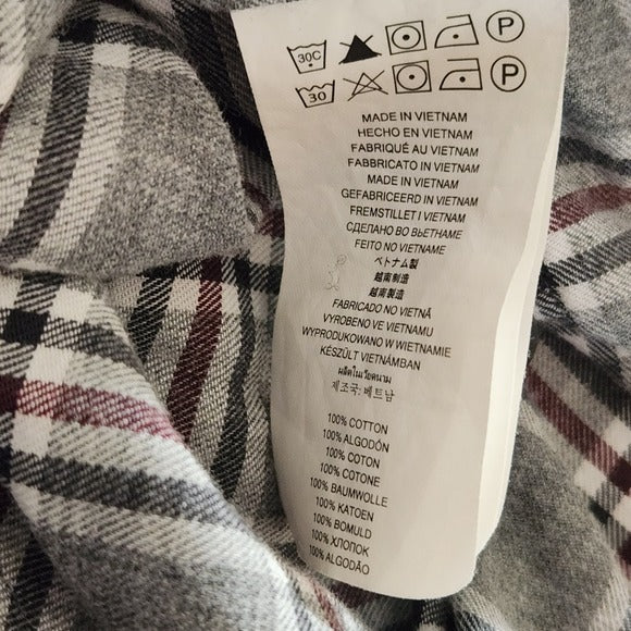 Michael Kors Men's Gray Plaid Button Down Shirt Size Large Gray Plaid Shirt