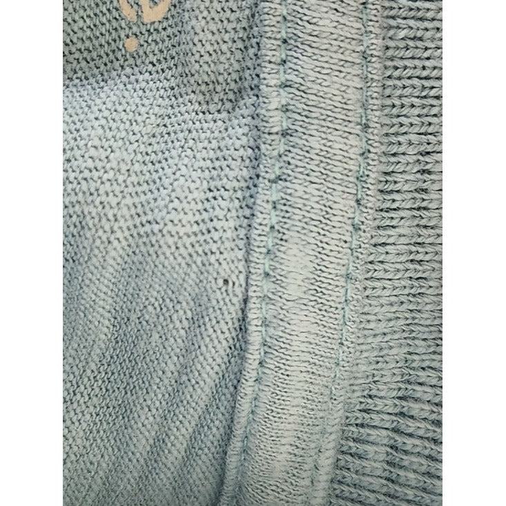 Vince Seaglass Blue Textured Slub Knit Polo Shirt Size Large Flaw