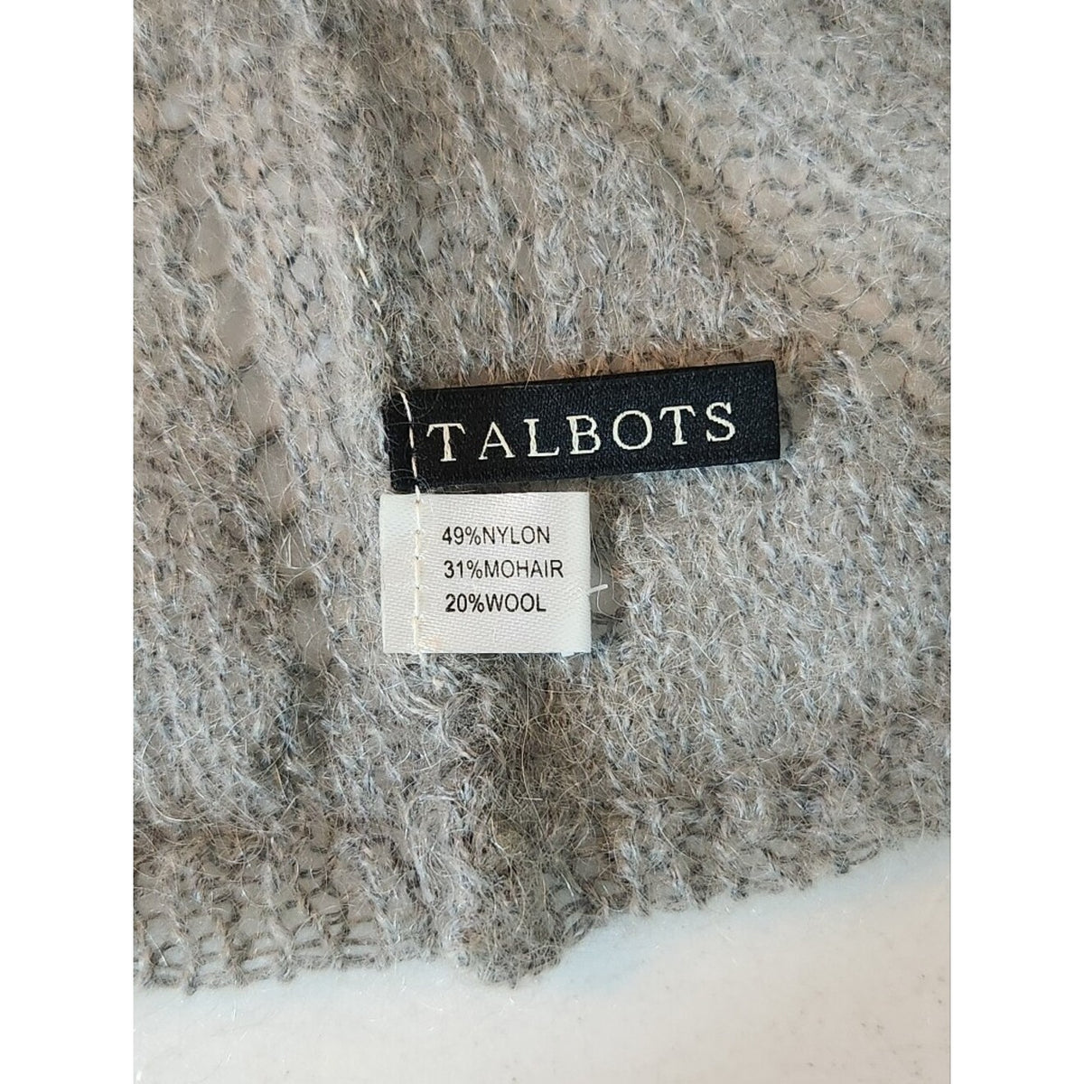 Talbots Gray Mohair Blend Loose Knit Infinity Scarf One Size