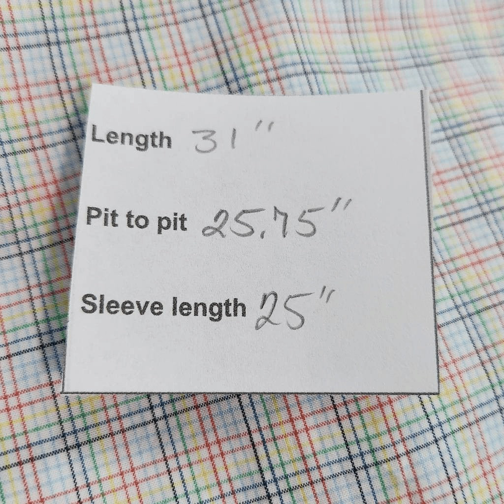 Alan Flusser Plaid Rainbow Button-Up Long Sleeve Shirt Size XL Colorful Shirt