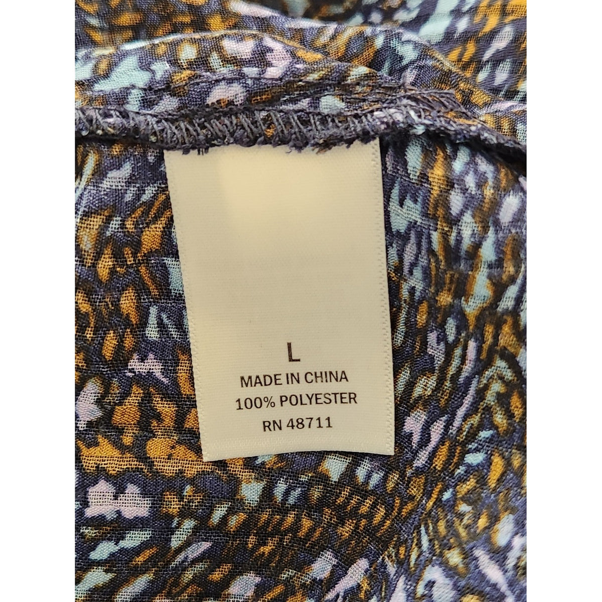Ophelia Roe Blue and Brown Sheer Sleeveless Blouse Size Large