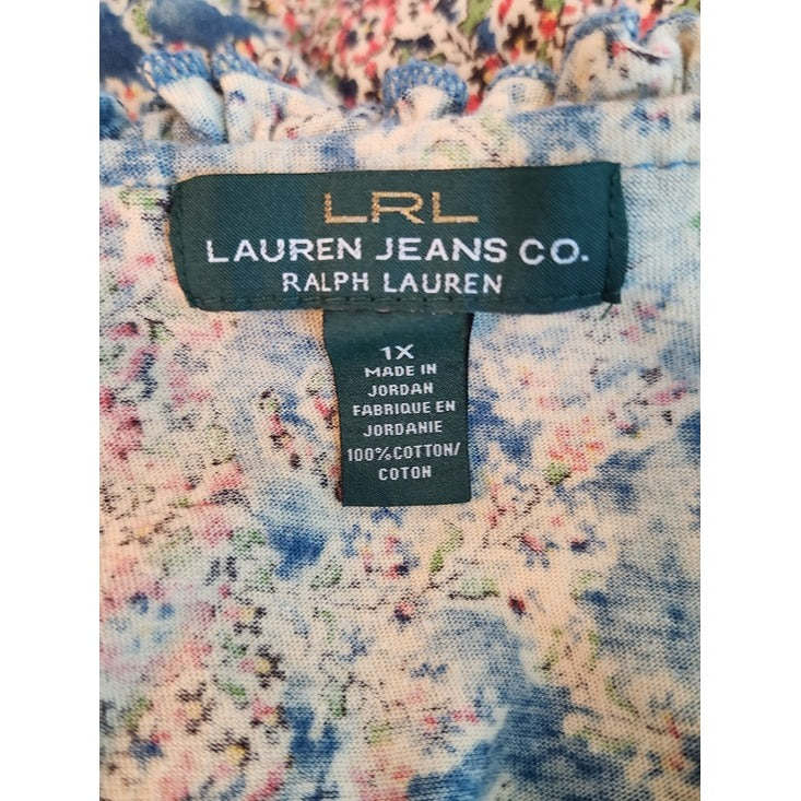 Lauren Jeans Co Ralph Lauren Blue and Pink Paisley Sleeveless Top Size 1X