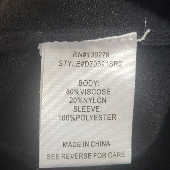 Daniel Rainn Black Knit Top With Sheer Floral Sleeves Size Small NWT