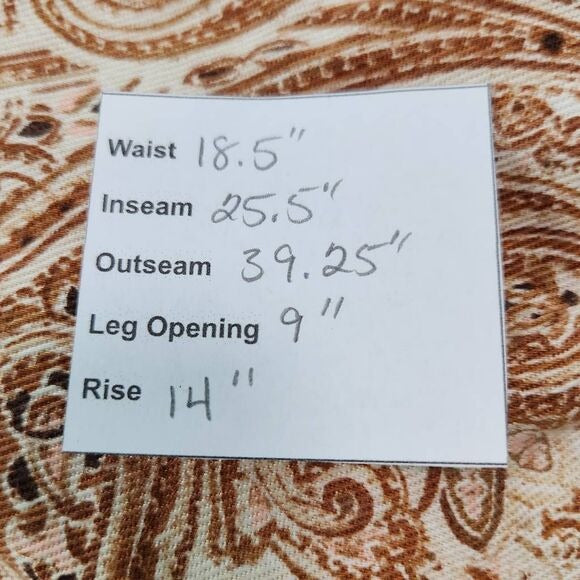 Lane Bryant Cream and Brown Paisley Pull-on Pants Size 18