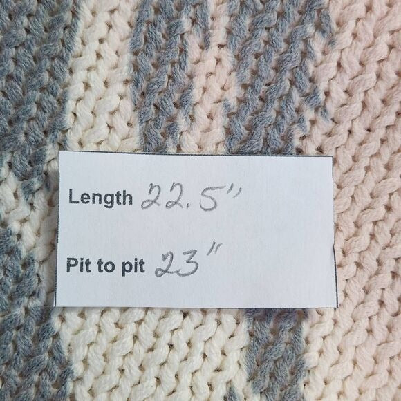 Umgee Cream and Gray Distressed Oversized Leopard Print Sweater Size Small New