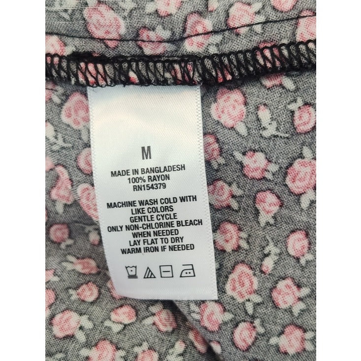 Aeropostale Black and Red Floral Print Fit and Flare Mini Dress Size Medium NWT