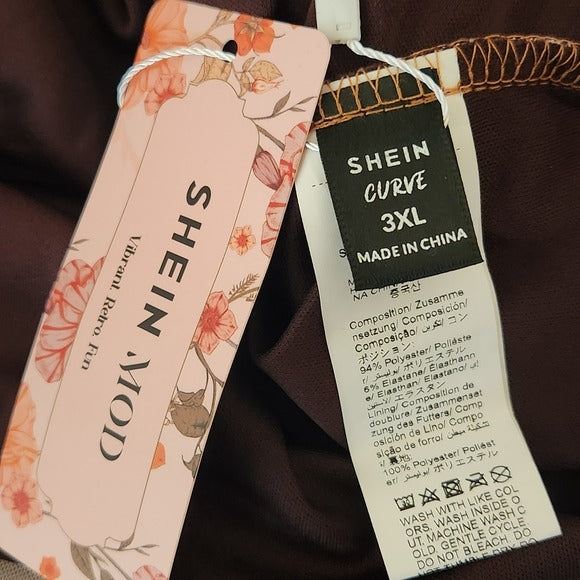 SHEIN Art Print Mesh Bodycon Dress Size 3X NWT Wedding Guest Dress