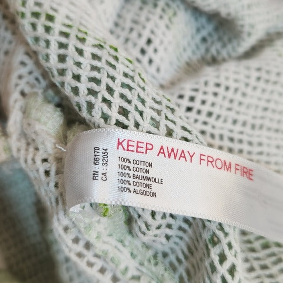 Out From Under Green and White Stripe Boxy Cropped Buttondown Shirt Size XS