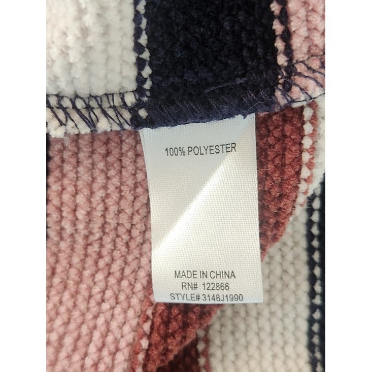 Chenault Pink and Navy Striped Chenille Pullover Size Large