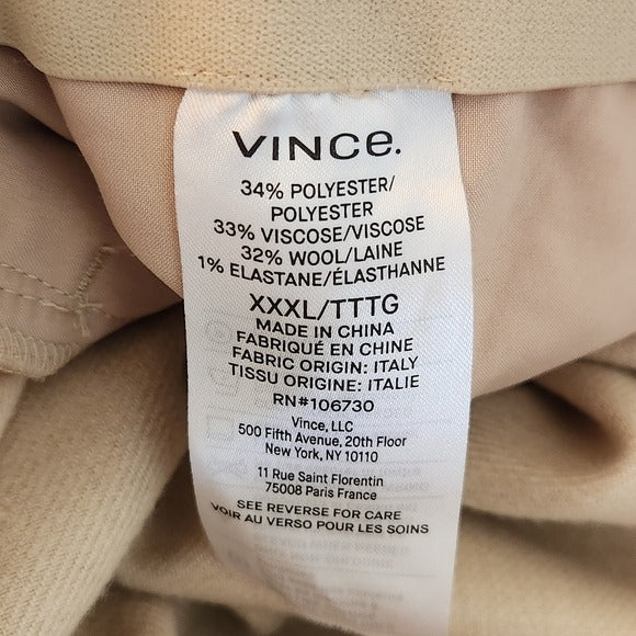 Vince Cream Full Leg Pull-On Pants Size XXXL