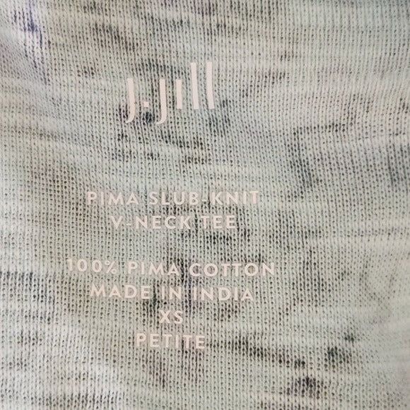 J. Jill Blue Floral Slub Knit V-Neck Tee Size XS Petite J. Jill Blue Floral Tee