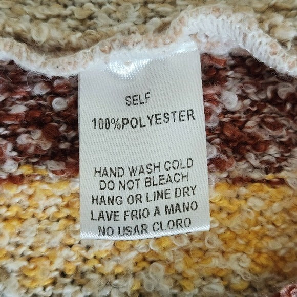 Easel Striped Knit Oversized Sweater with Kangaroo Pocket Sz Small Boho Sweater